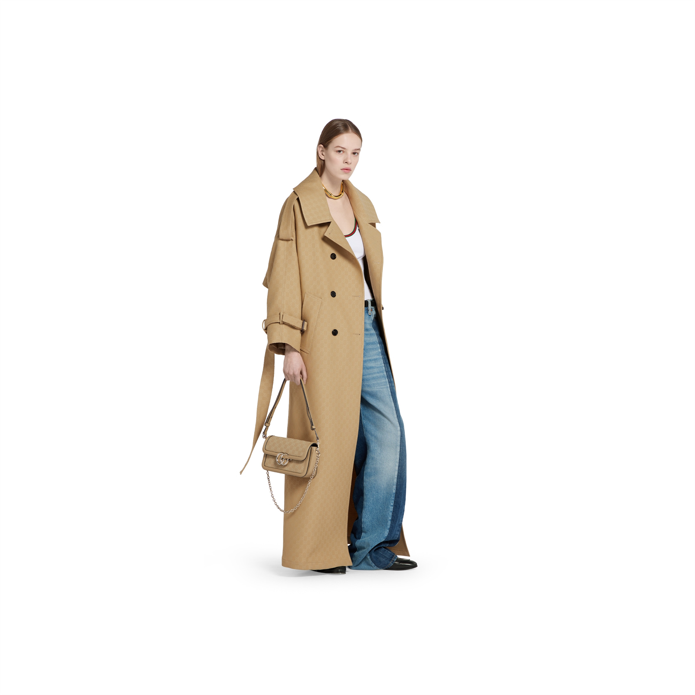 GG crêpe silk wool double-breasted coat - 2
