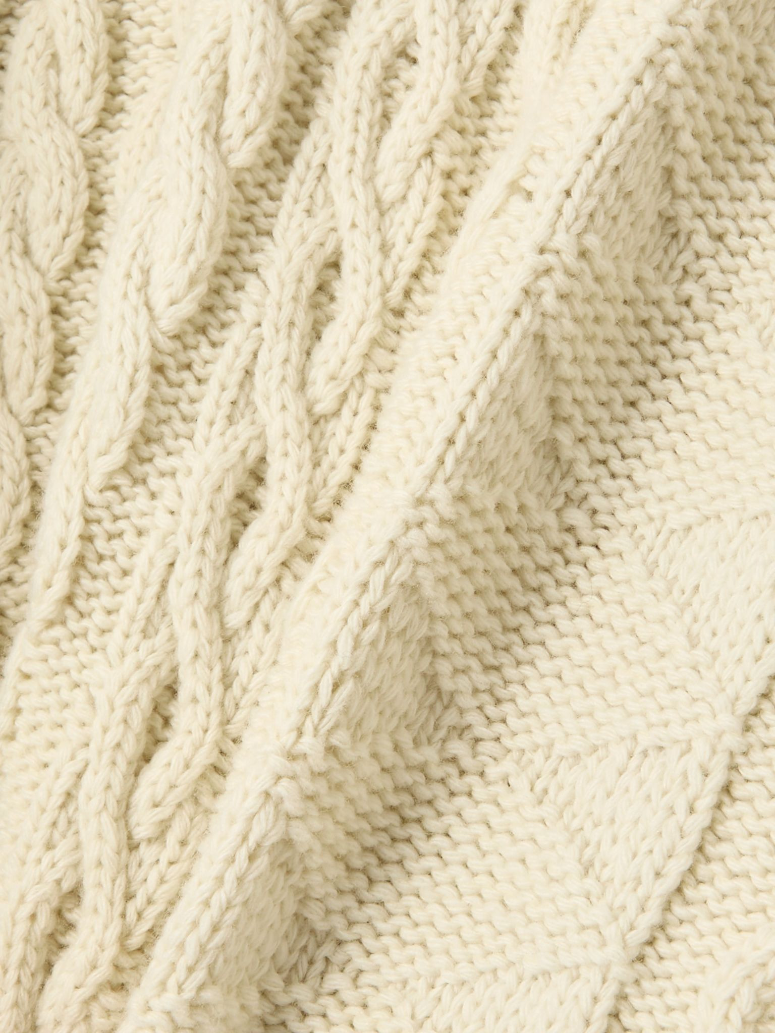 Oversized cable-knit wool sweater Cream - 5