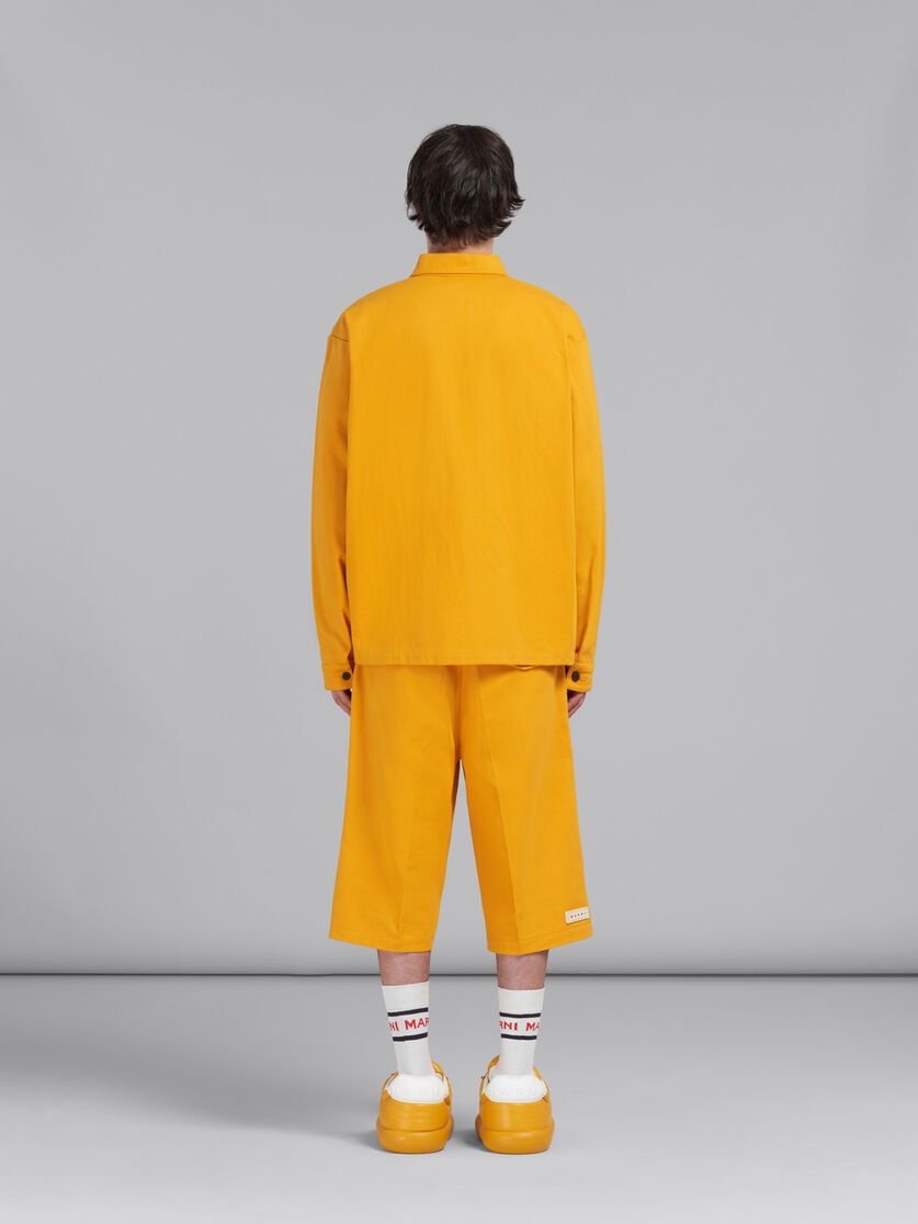 ORANGE GABARDINE ZIP-UP OVERSHIRT - 3