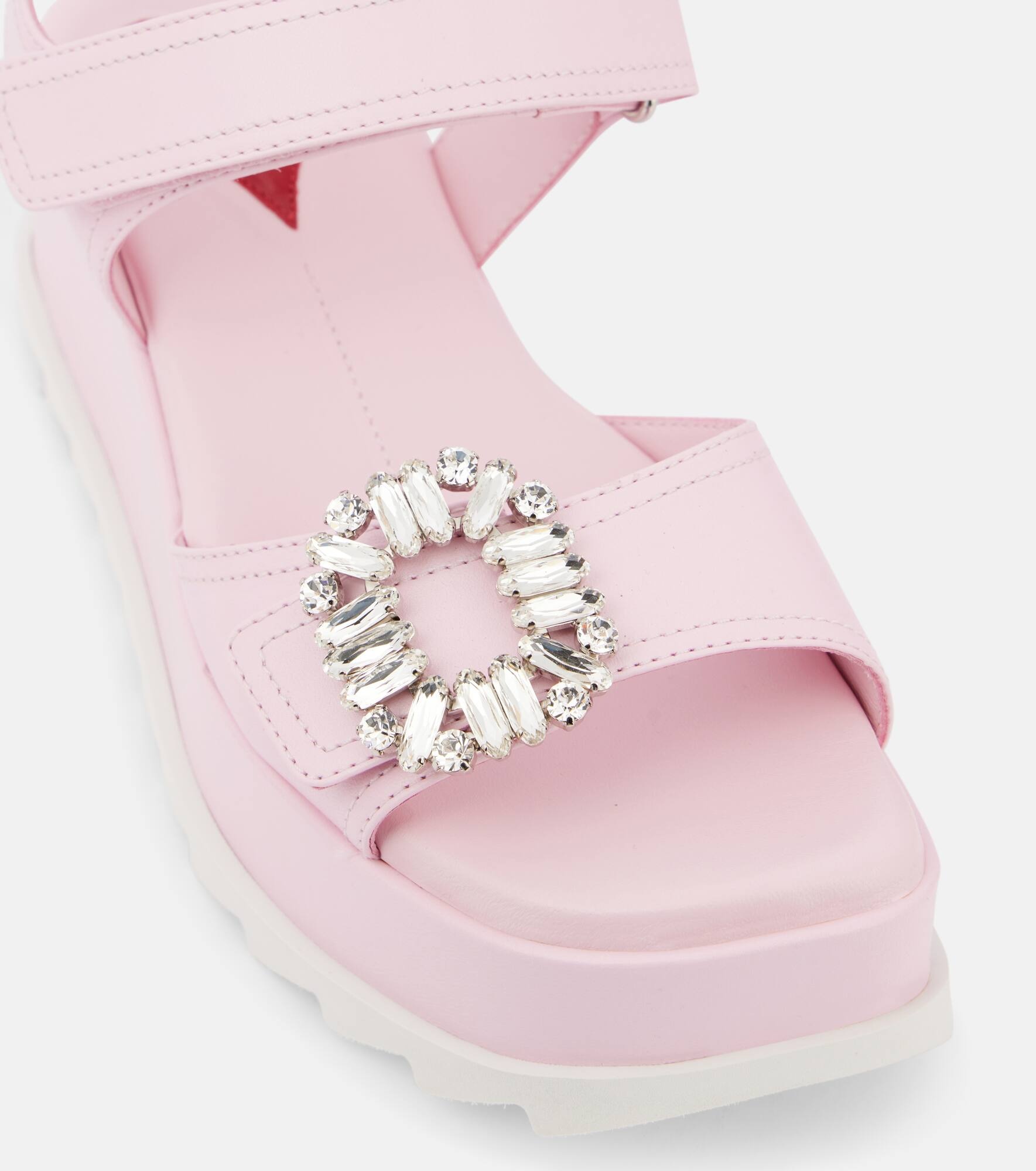 Embellished leather platform sandals - 5