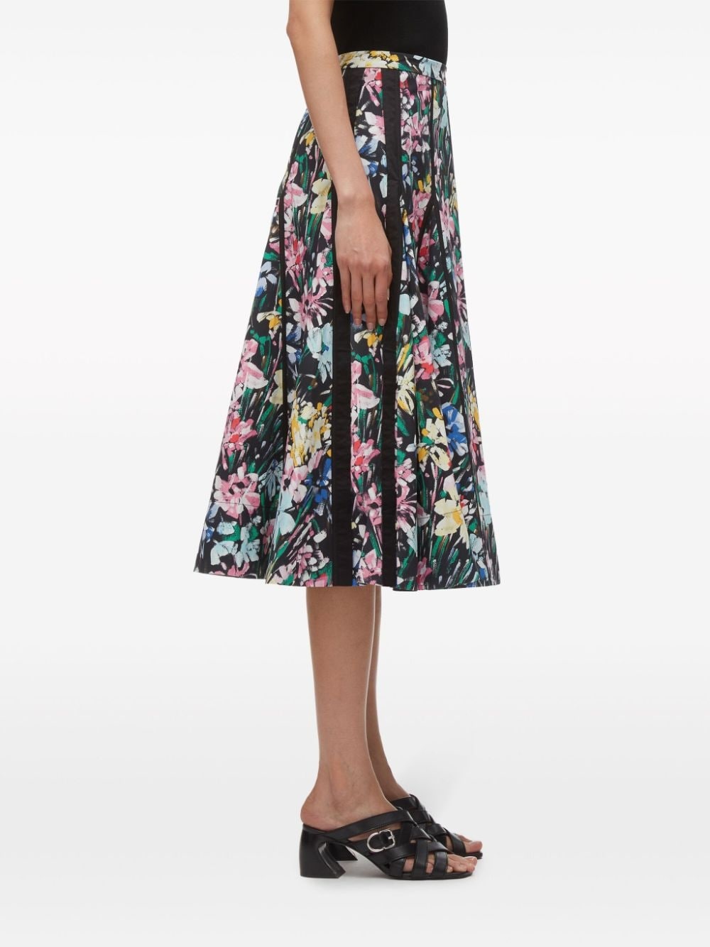 Flowerworks Godet floral-print midi skirt - 4