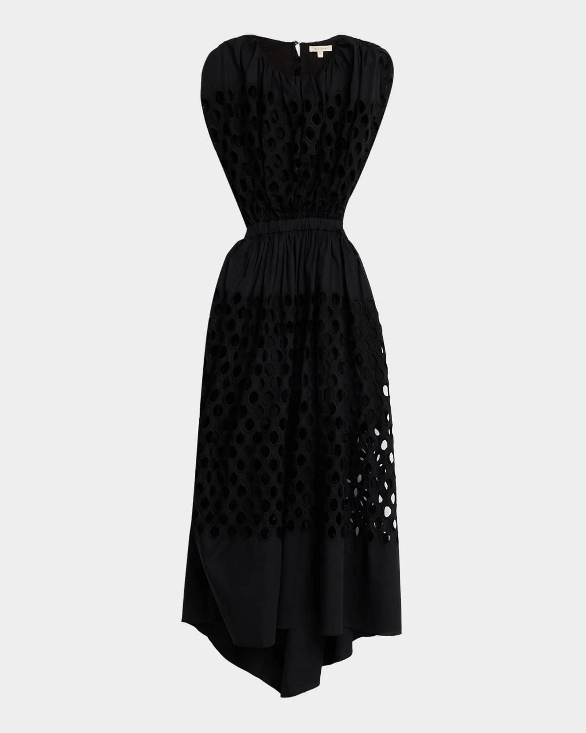 Peplos Sleeveless Dot Broderie Anglaise Cutout Maxi Dress - 1