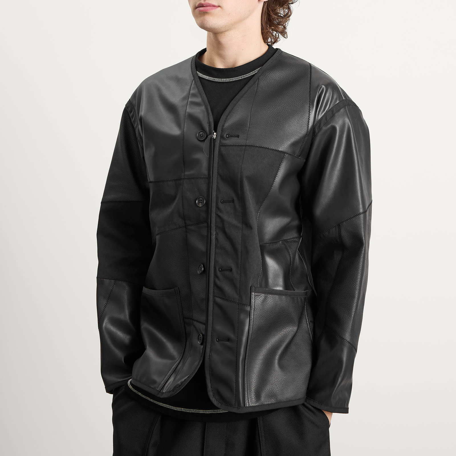 Comme des Garçons Homme Leather Mix Jacket - 5