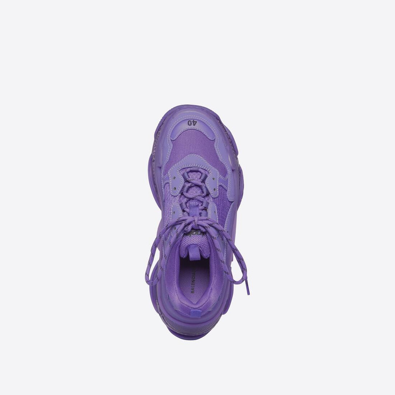 BALENCIAGA Women's Triple S Clear Sole Sneaker in Purple outlook