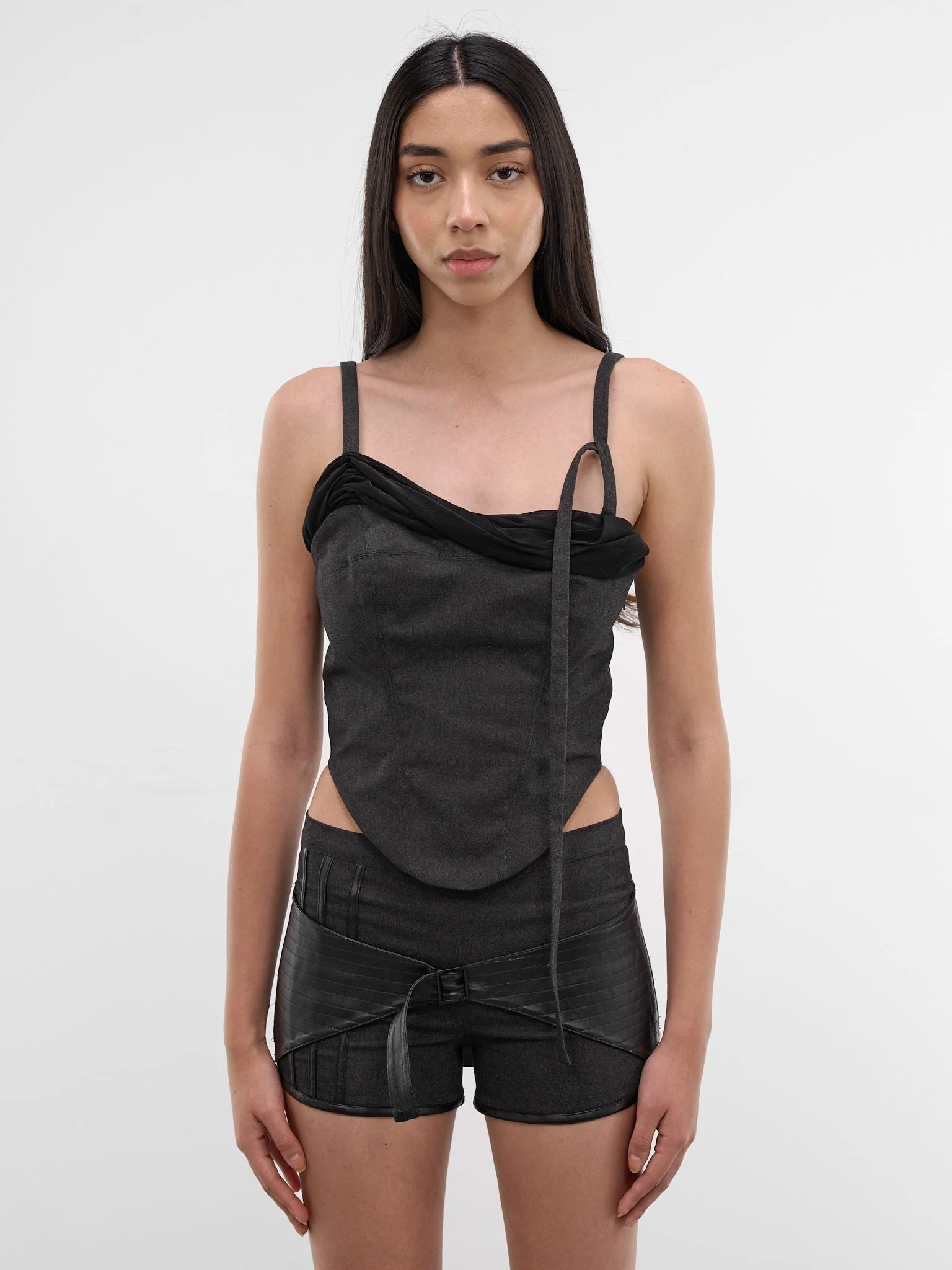 Onyx Draped Corset Camisole - 1