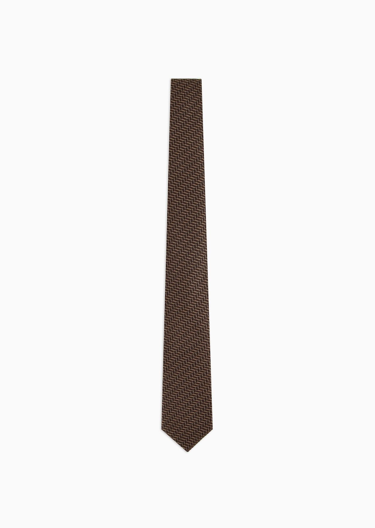 Silk tie with jacquard chevron motif - 1