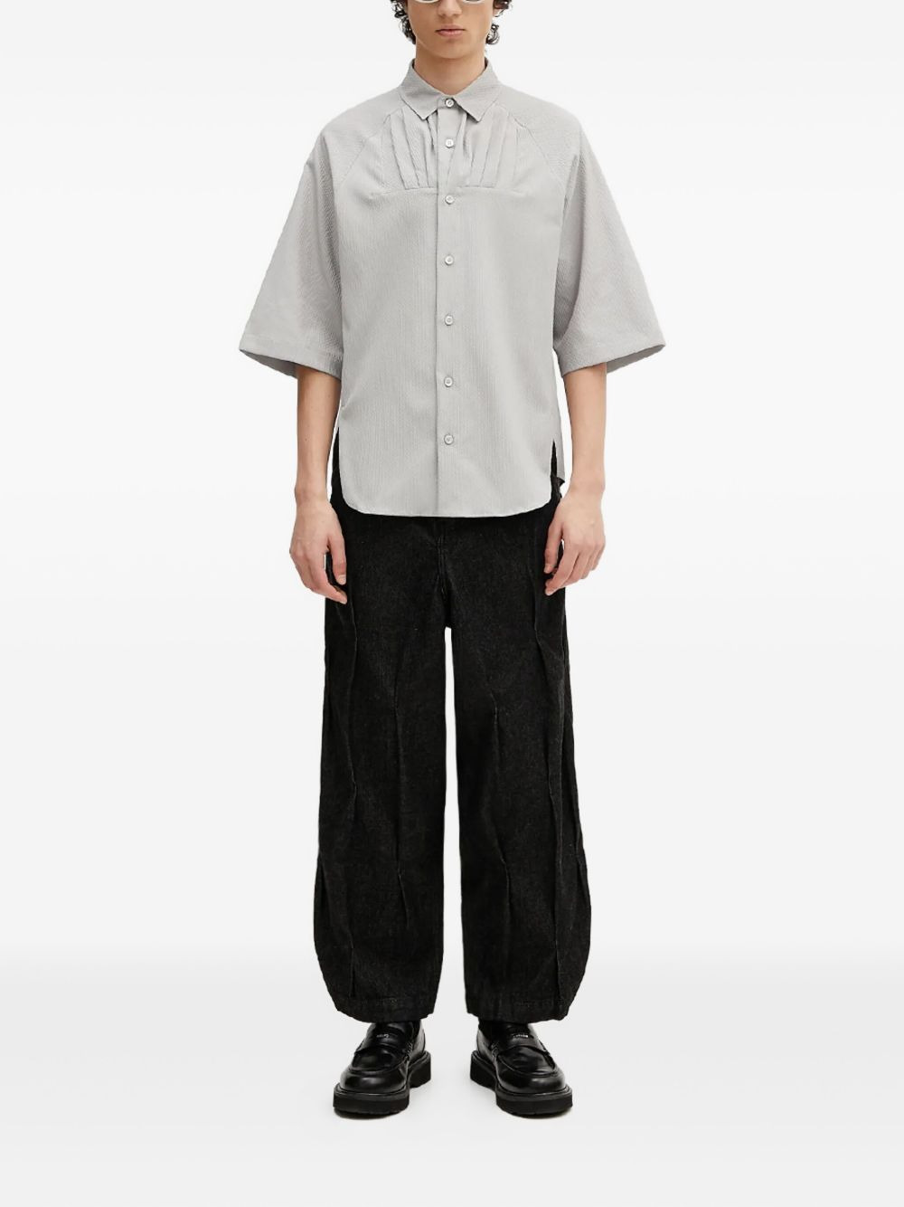 pleated short-sleeve shirt - 3