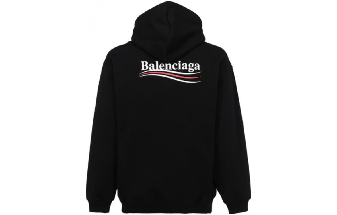 Balenciaga Embroidered Political Campaign Oversized Hoodie 'Black White' 620947TKVI91070 - 3