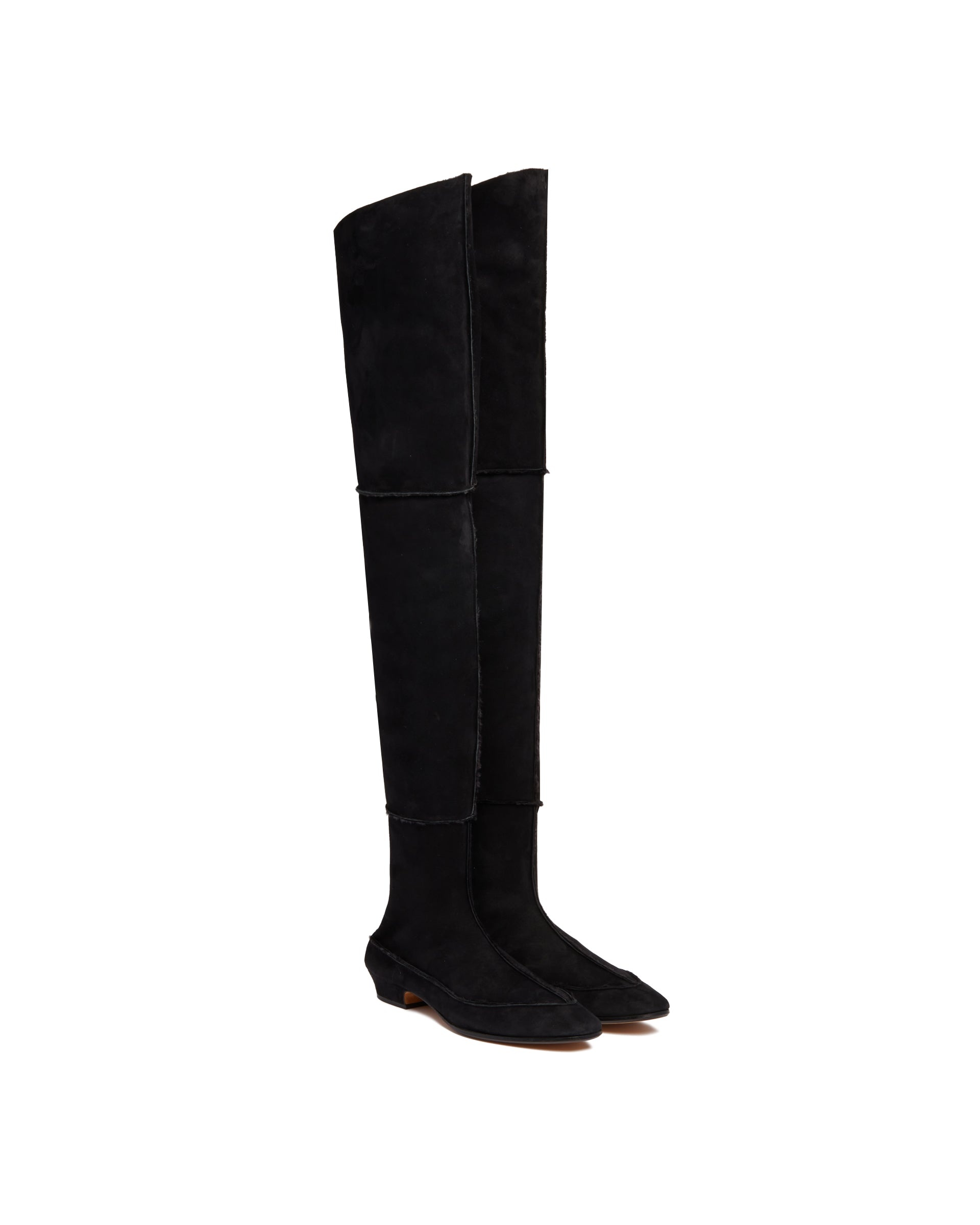 Black Awar Shearling Knee-High Boots - 3