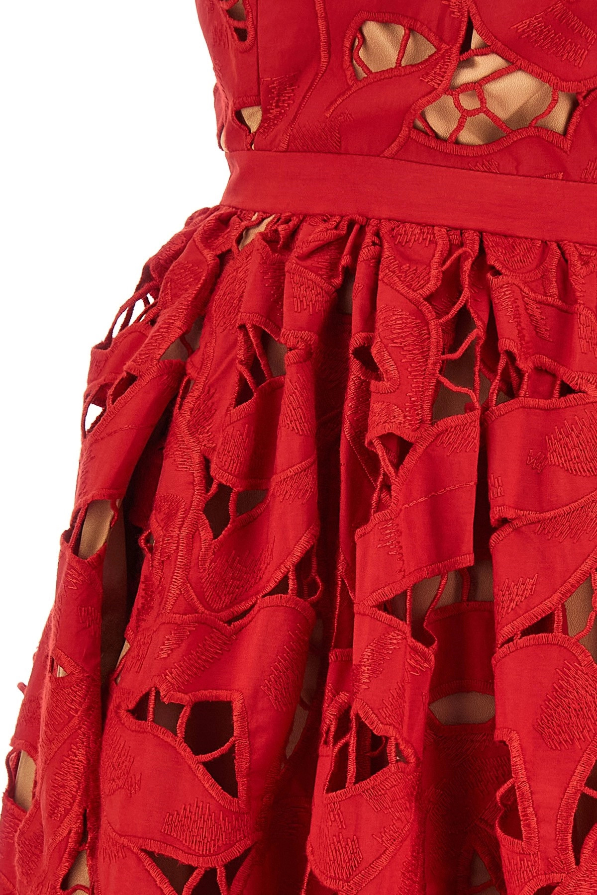 'Red Bow Embroidered Midi' dress - 4