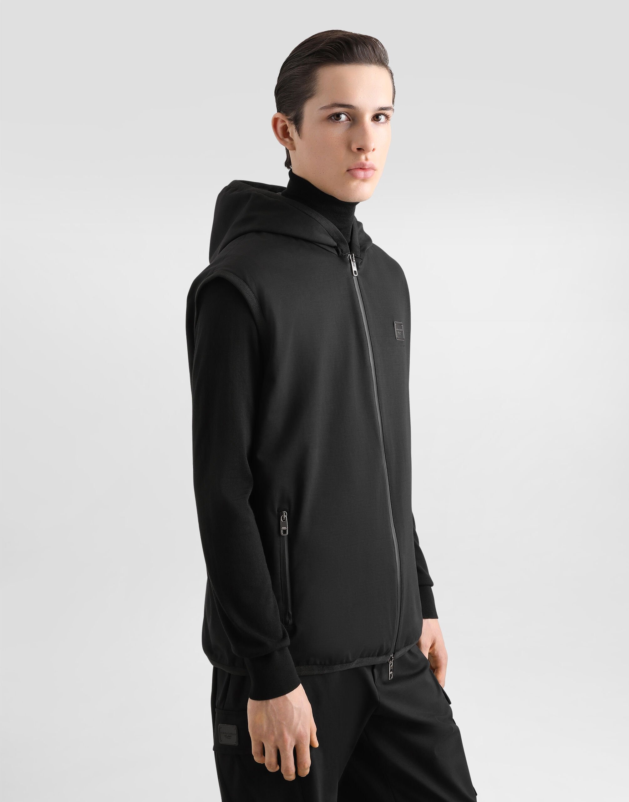 Technical fabric vest with hood - 5