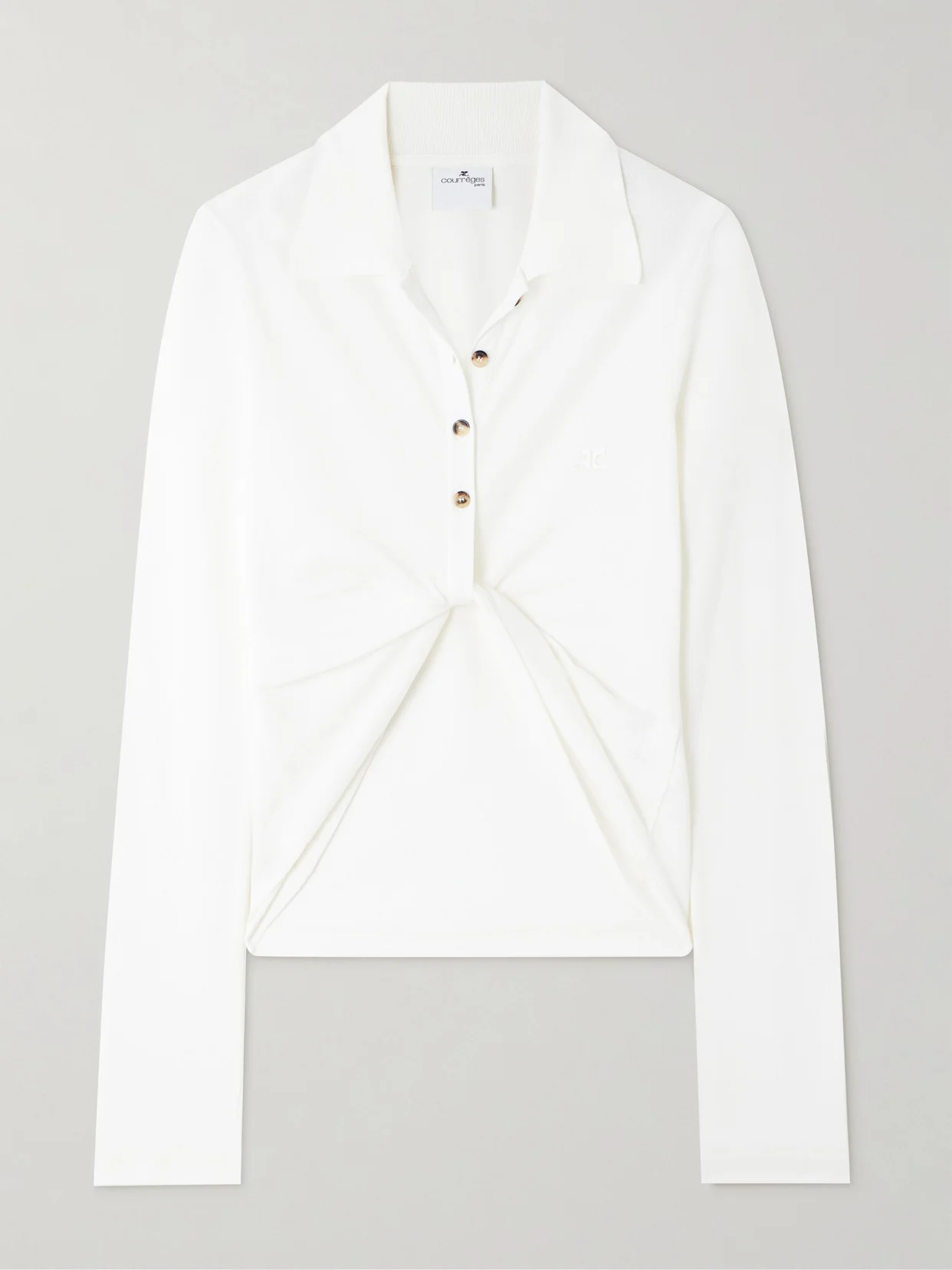 Twisted-front Cotton-piqué Polo Top - 1