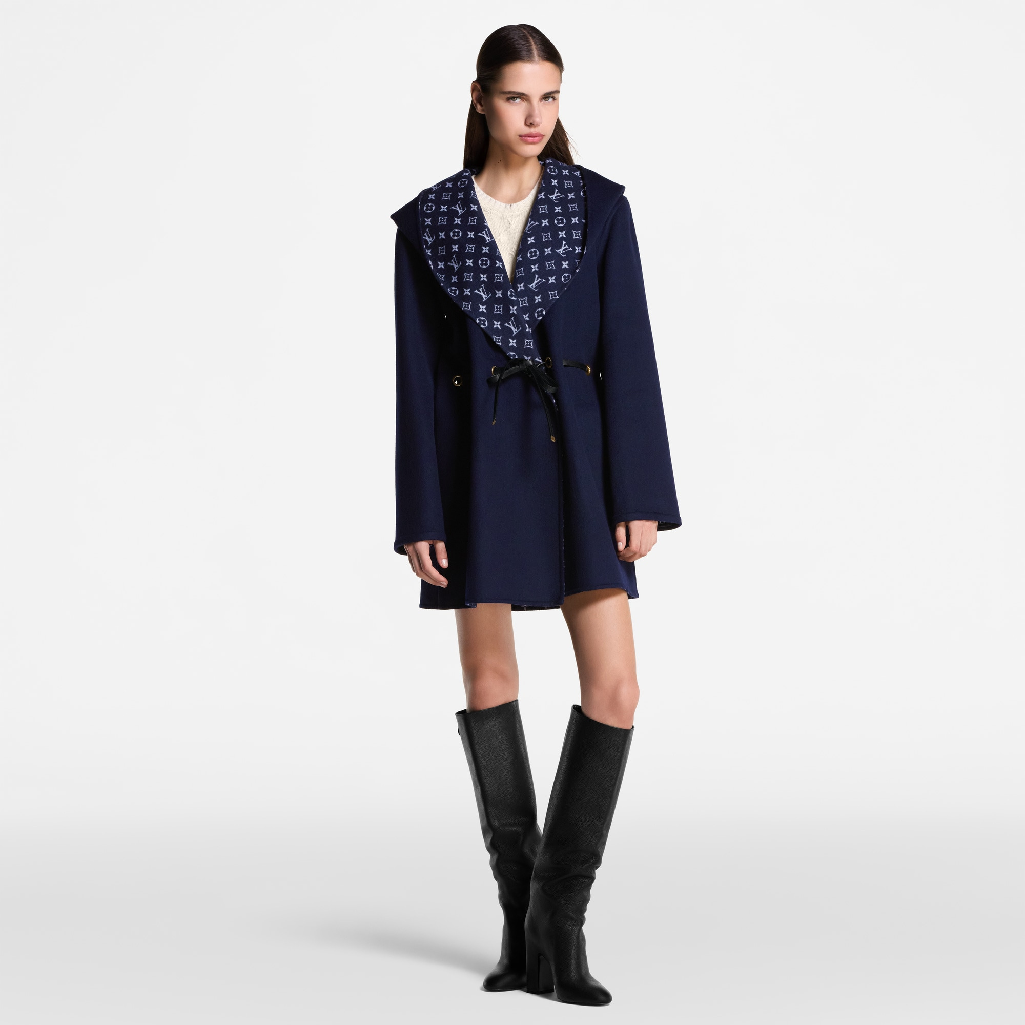 Hooded Drawstring Wrap Coat - 6