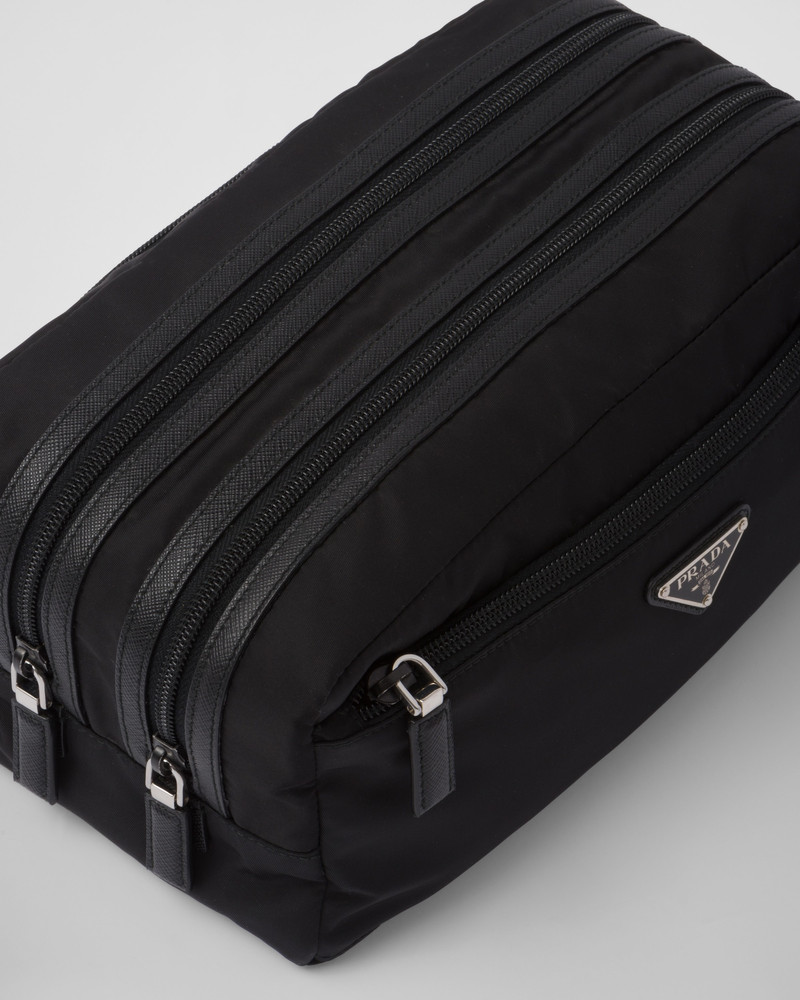 Re-Nylon and Saffiano leather travel pouch 5