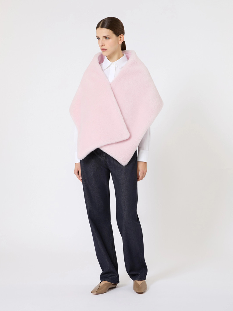 CINTO Alpaca and wool Teddy stole - BEIGE PINK 1