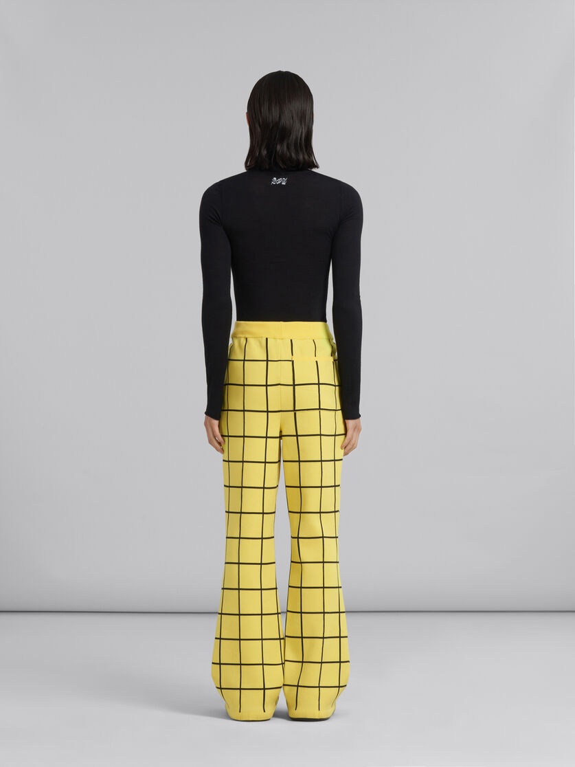 YELLOW CHECKED VISCOSE TROUSERS - 3