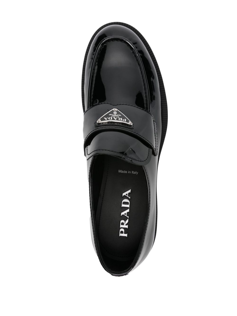 triangle-logo leather loafers - 4