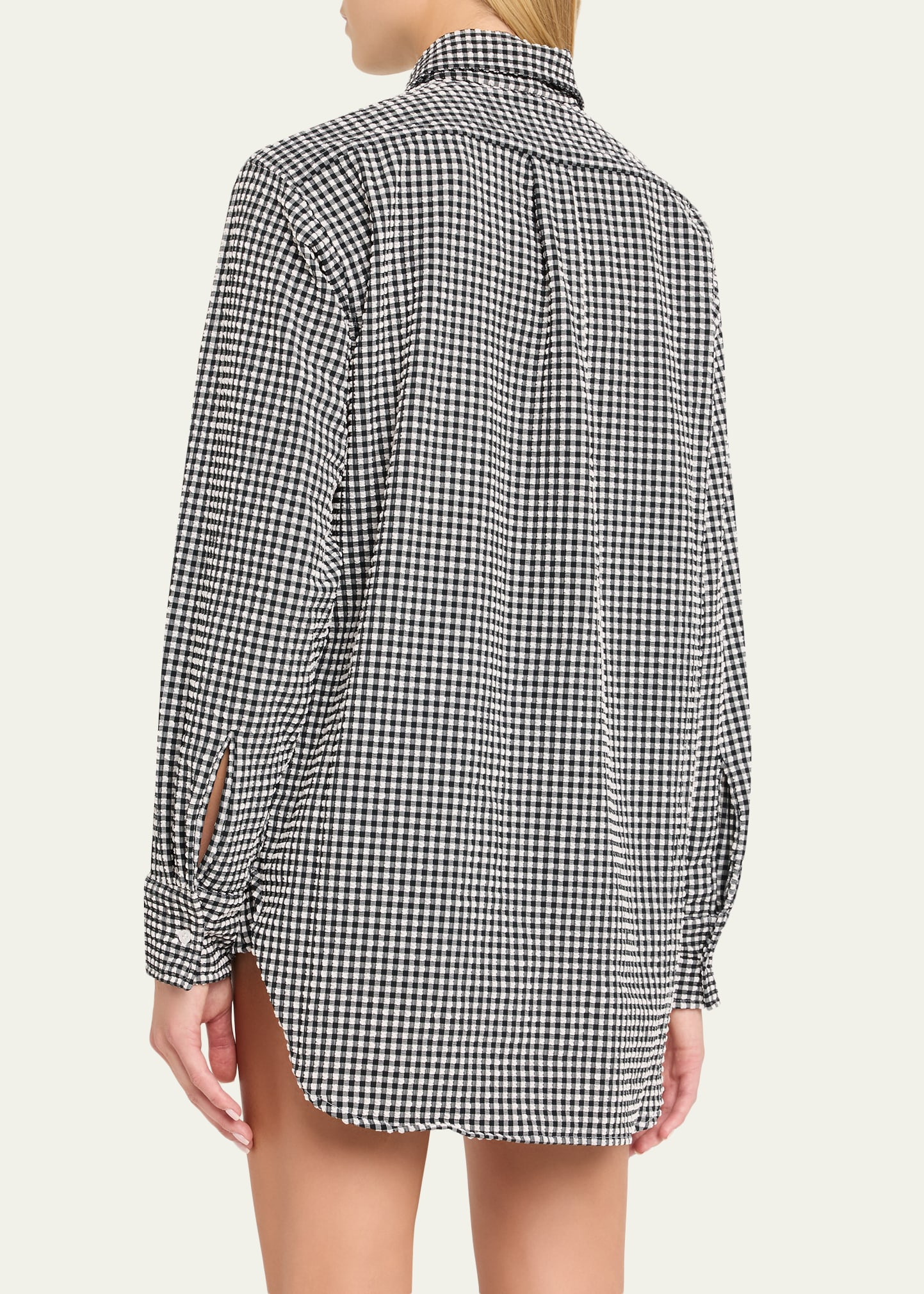 Gingham Seersucker Button-Front Shirt - 3