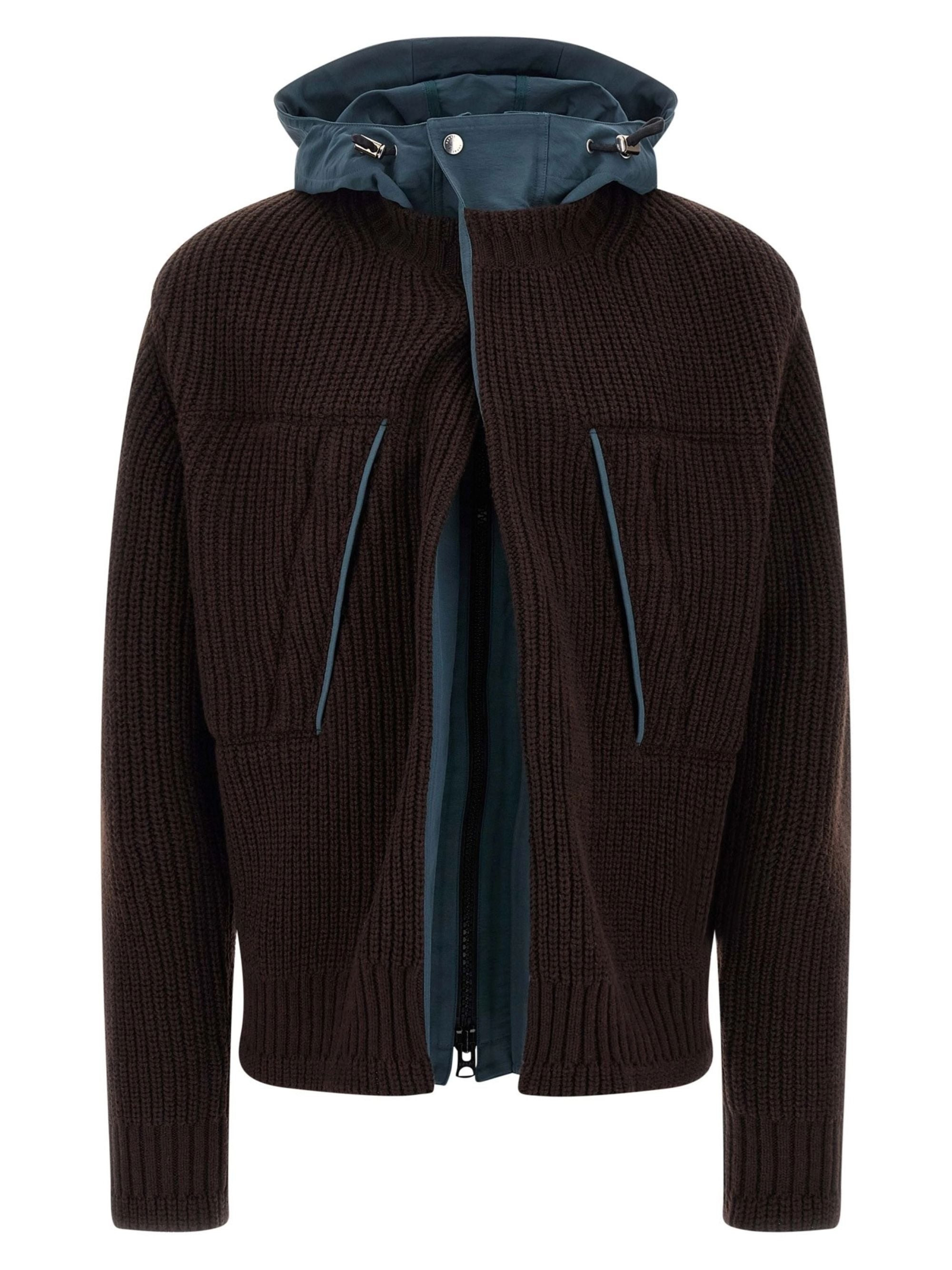Sacai Men Cardigan With Nylon Inserts - 1