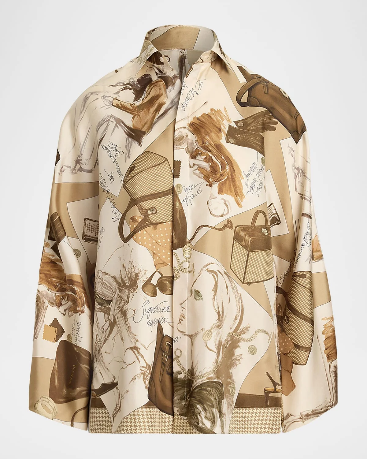 Karen Diary-Print Silk Twill Blouse - 1