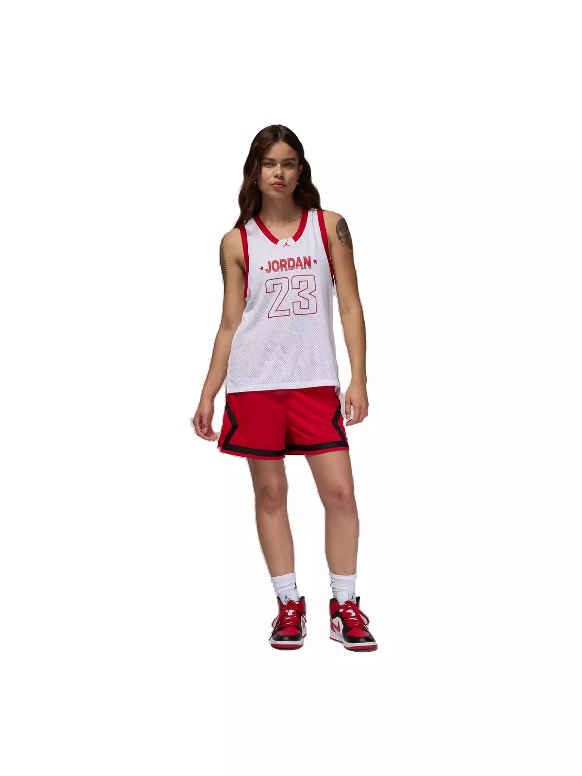 Women's 23 Jersey Tank - White/Red - 5