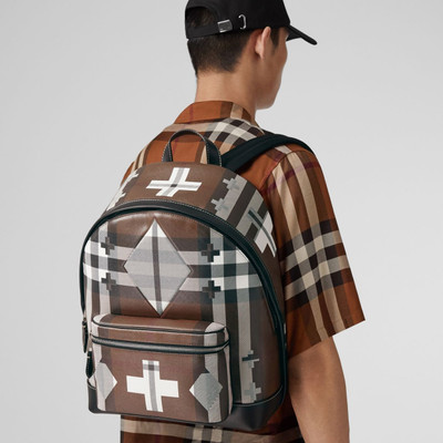 Burberry Geometric Check and Leather Backpack outlook