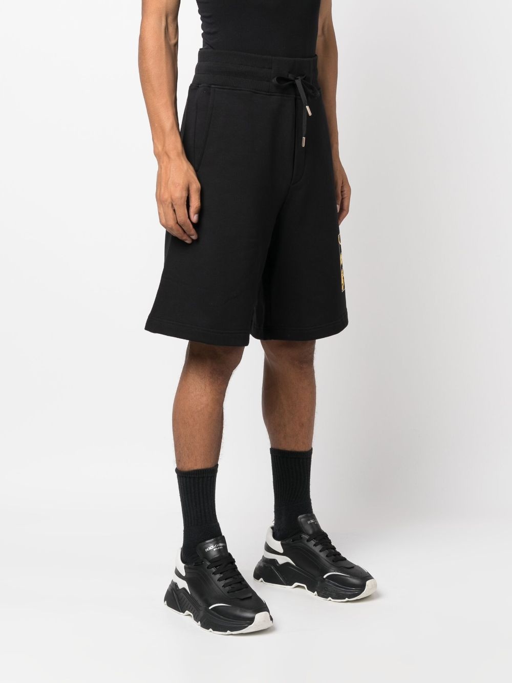 logo-print cotton track shorts - 3