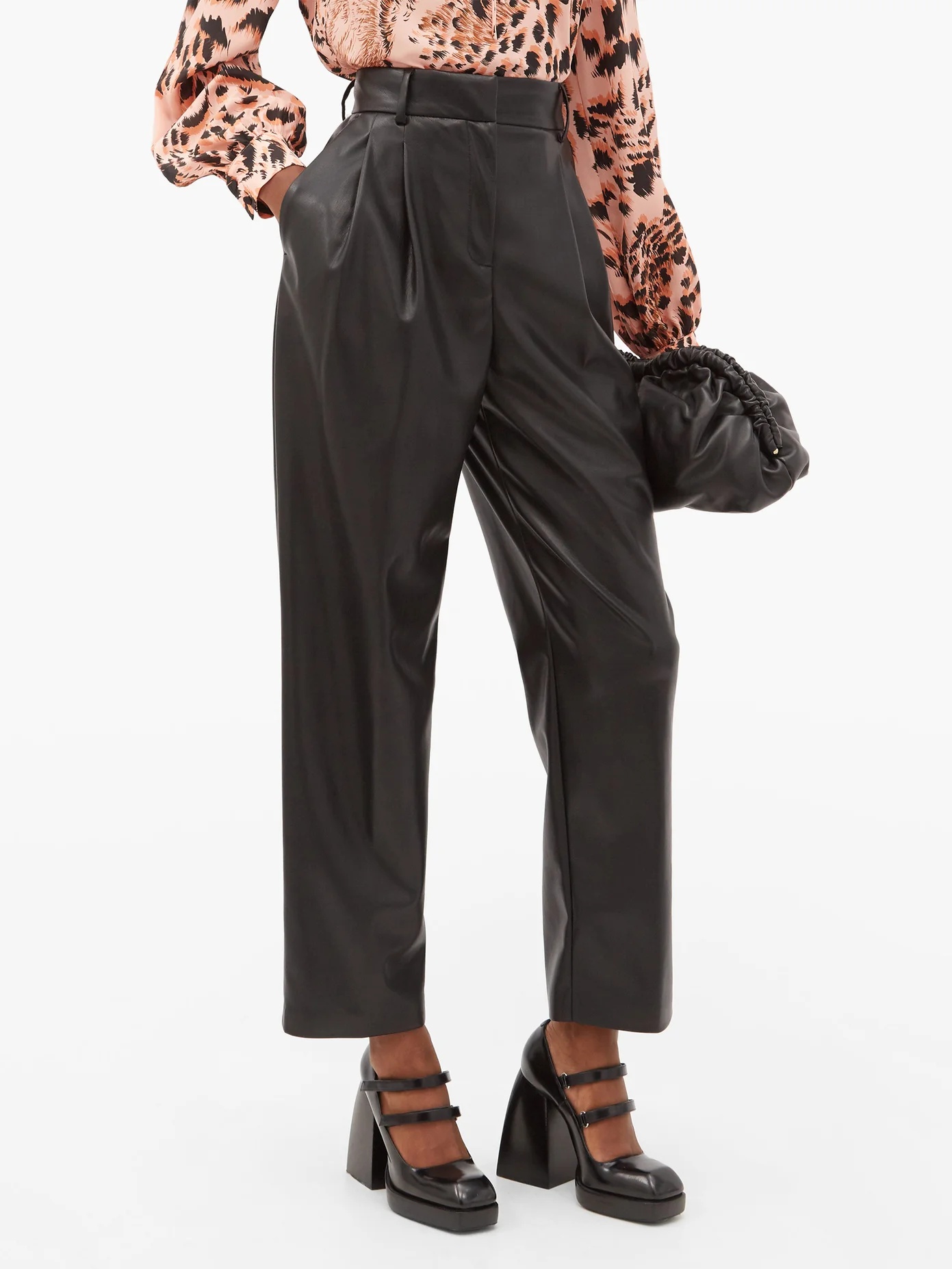 High-rise faux-leather trousers - 6