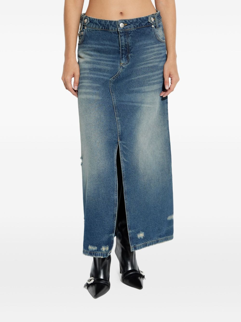 distressed denim skirt - 3