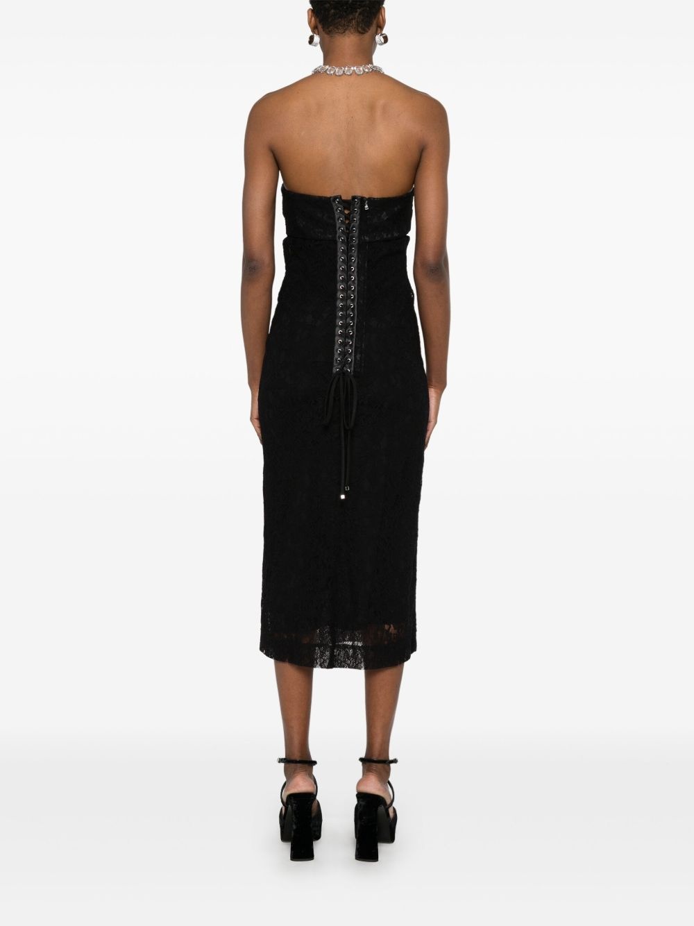strapless lace dress - 4