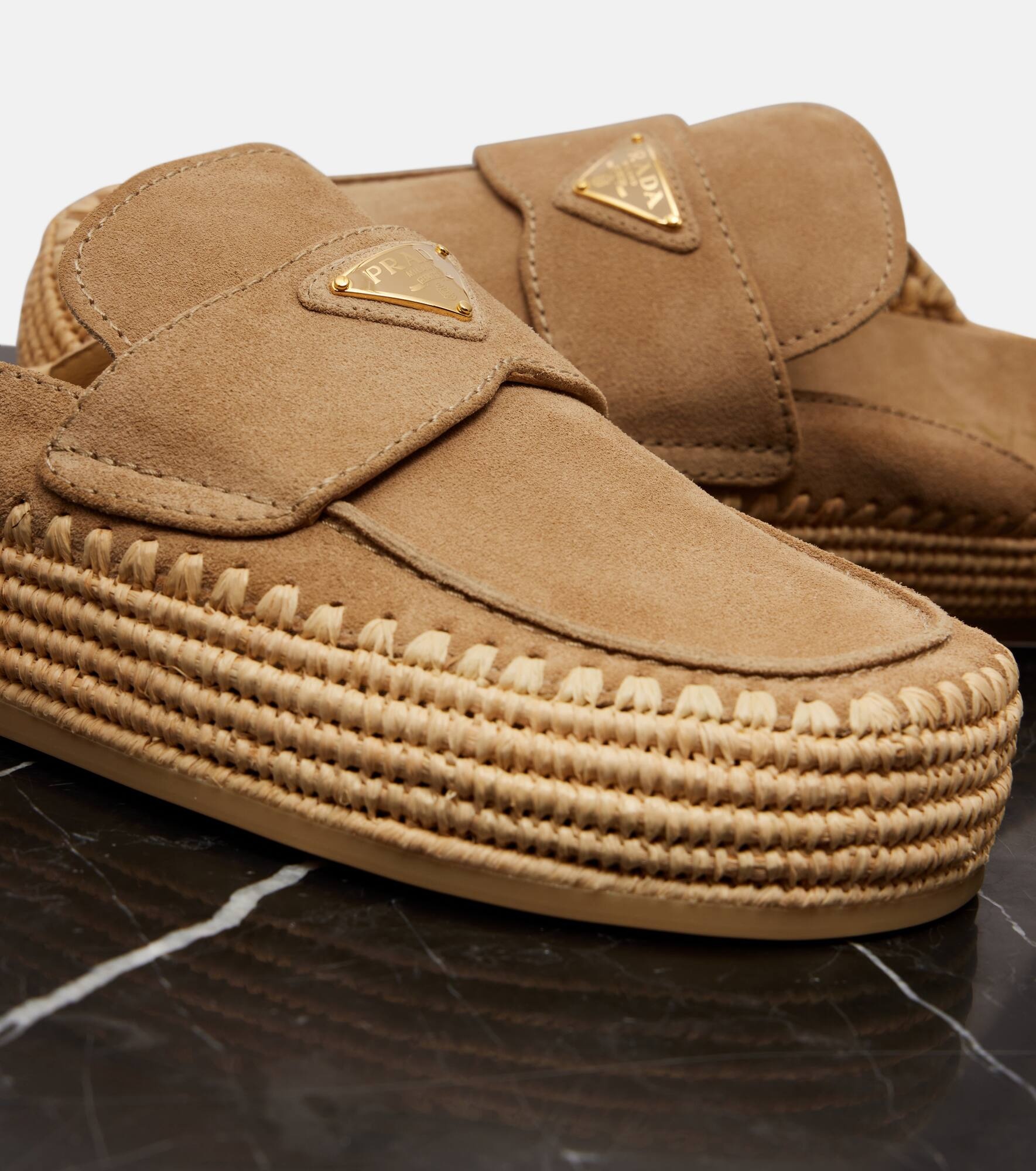 Suede espadrille mules - 5
