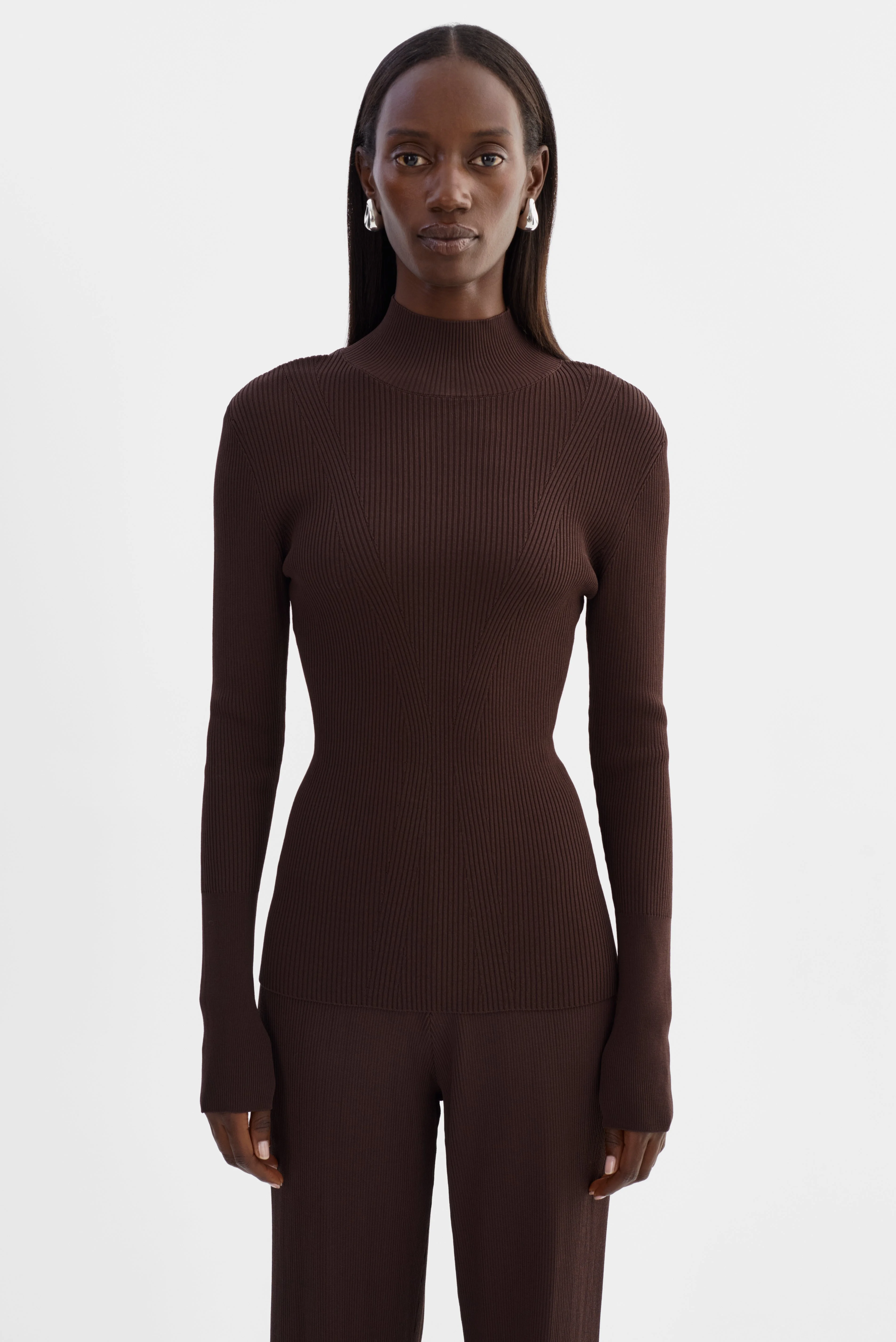 SANDRINE | Long Sleeve Mock Neck Top - 1