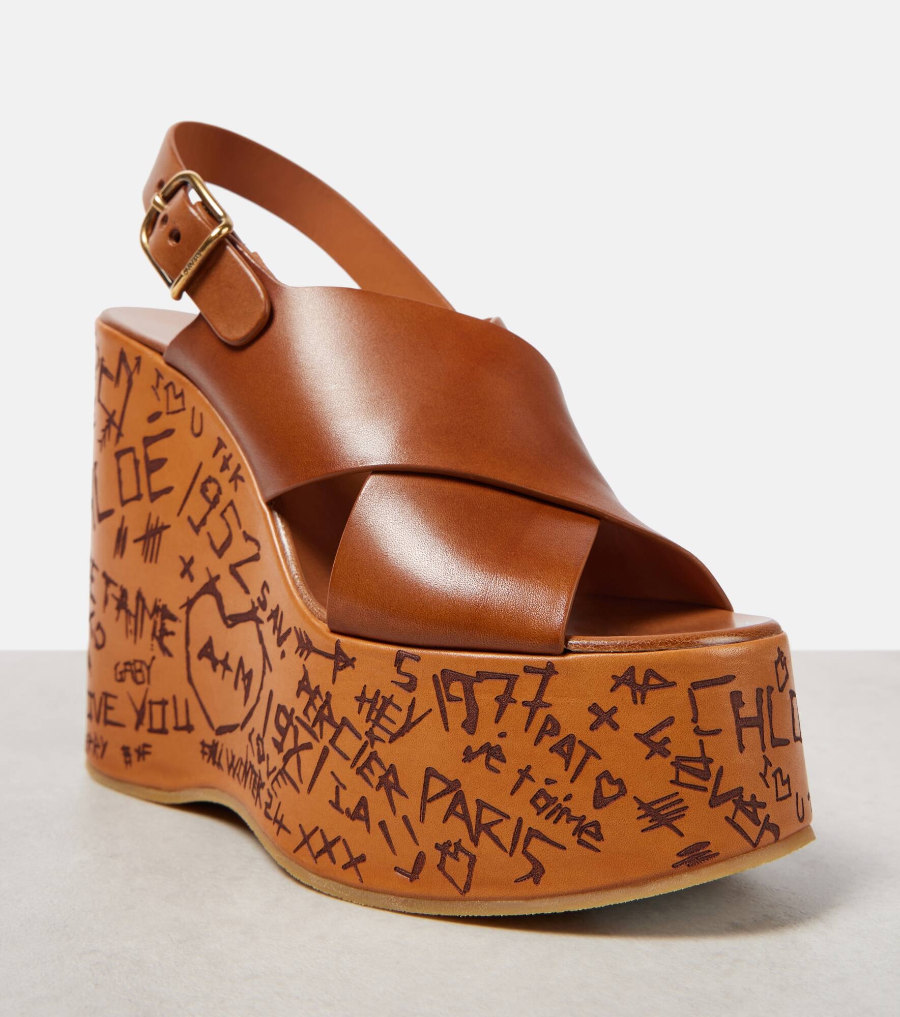 Maxime leather wedge sandals - 5