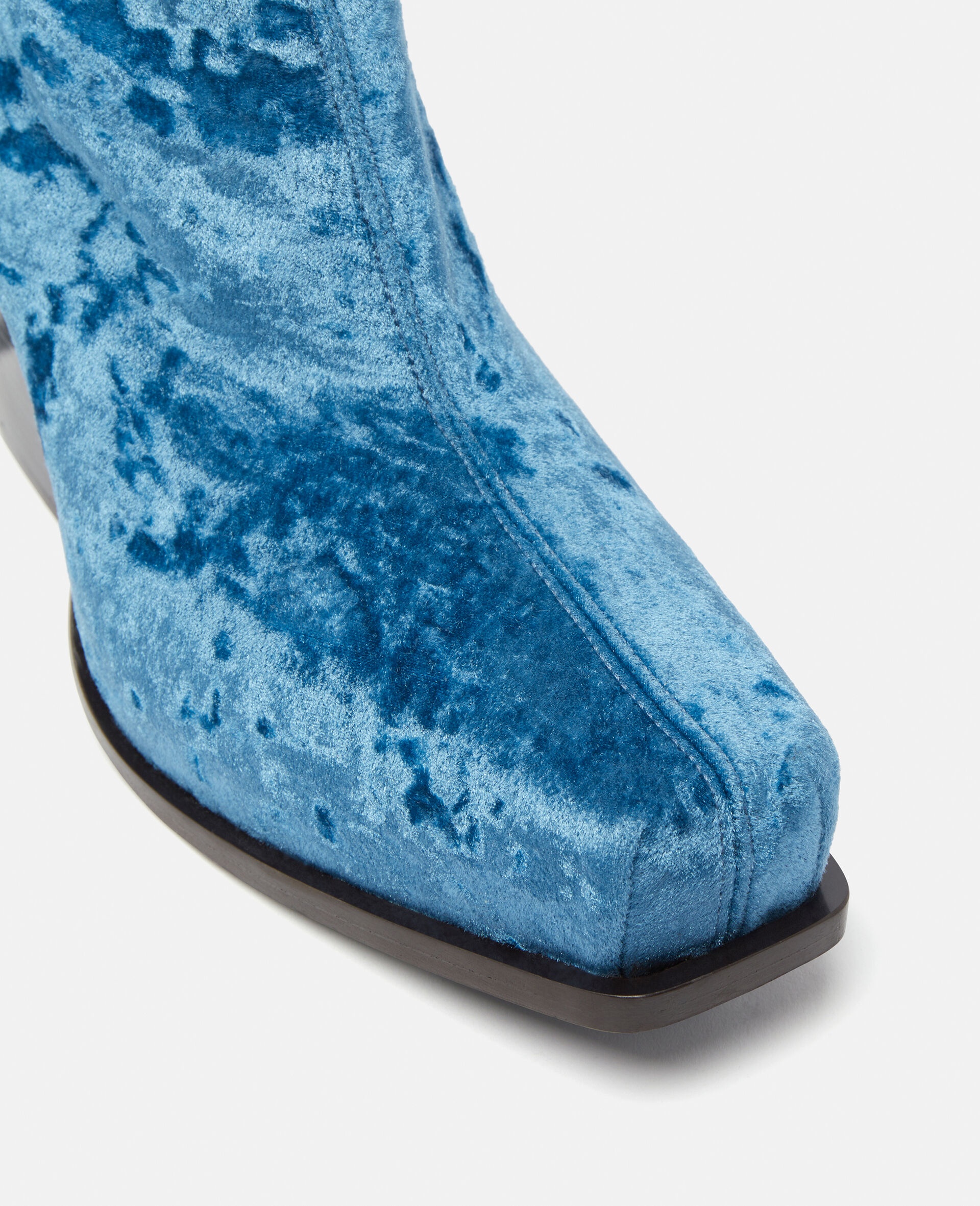 Crushed Velvet Cowboy Ankle Boots - 5
