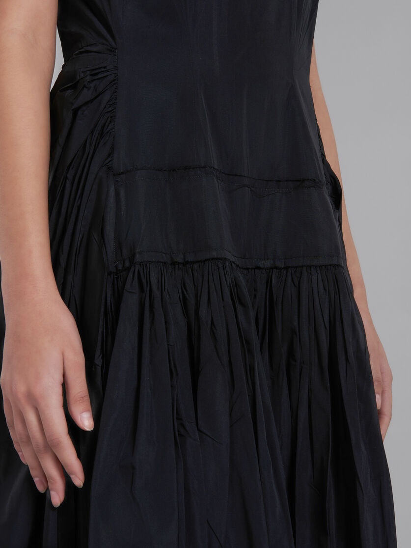 BLACK TAFFETA DRESS WITH APRON FRONT - 5