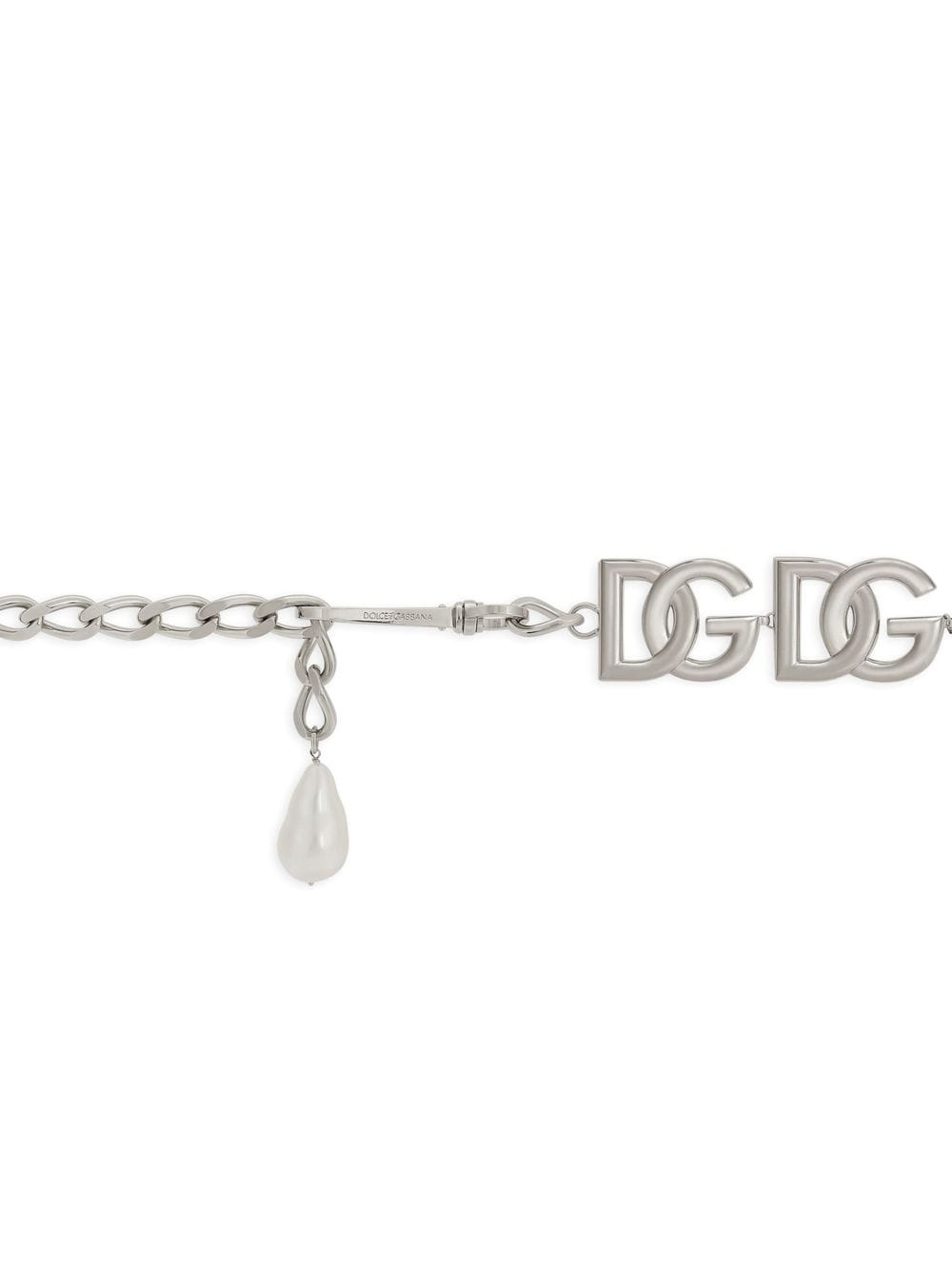 KIM DOLCE&GABBANA logo-lettering pearl-detail belt - 4
