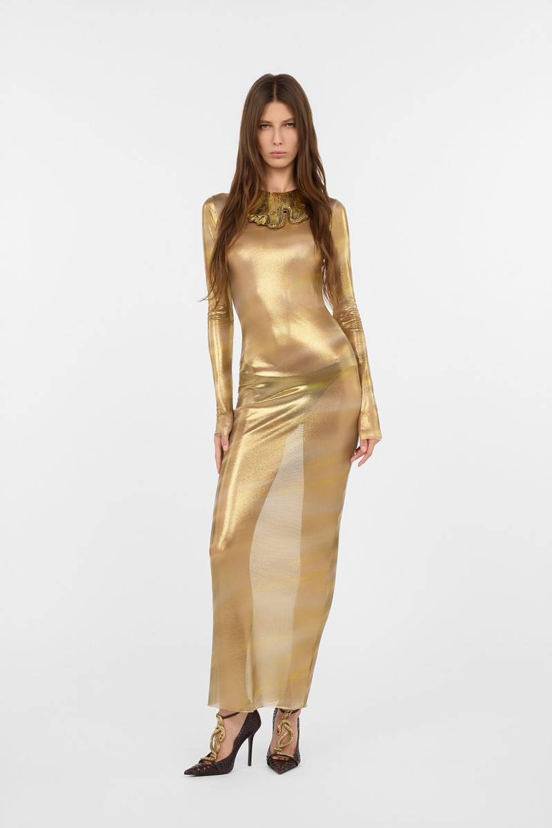 Roberto Cavalli Sheer Marble-Print Maxi Dress outlook