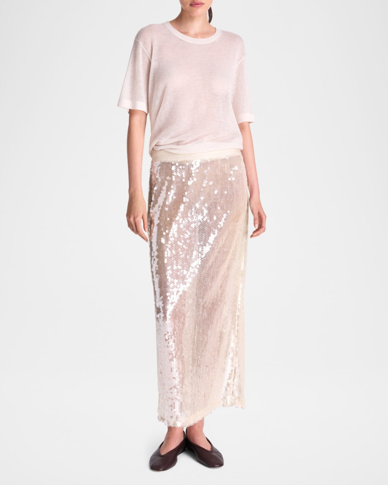 TWP Sylkie Sequined Sheer Midi Skirt outlook