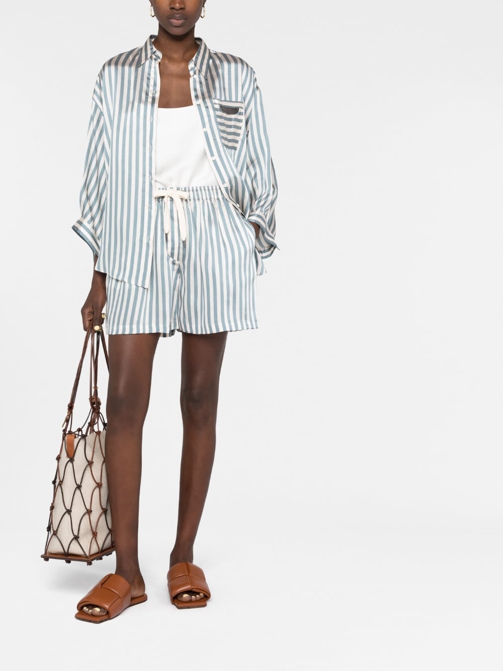 striped drawstring-waist shorts - 2