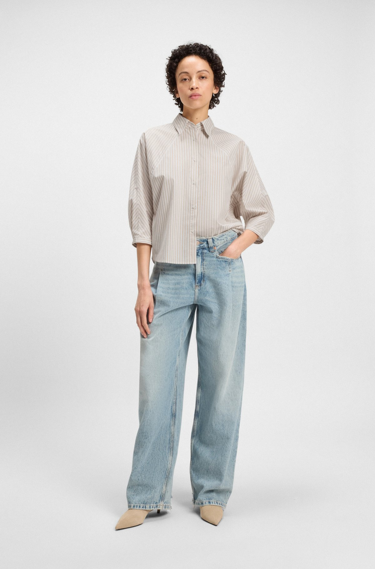 RELAXED-FIT BLOUSE IN STRIPED COTTON POPLIN - 3
