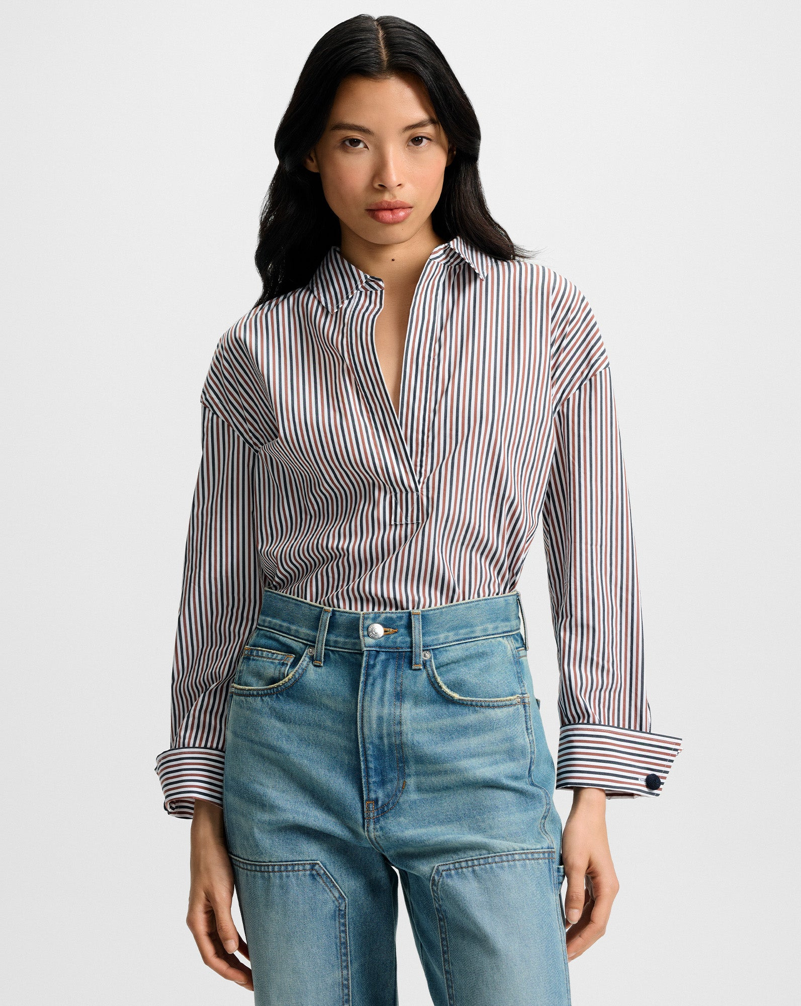DRAYMOND STRIPED CUFF-SLEEVE SHIRT - 2