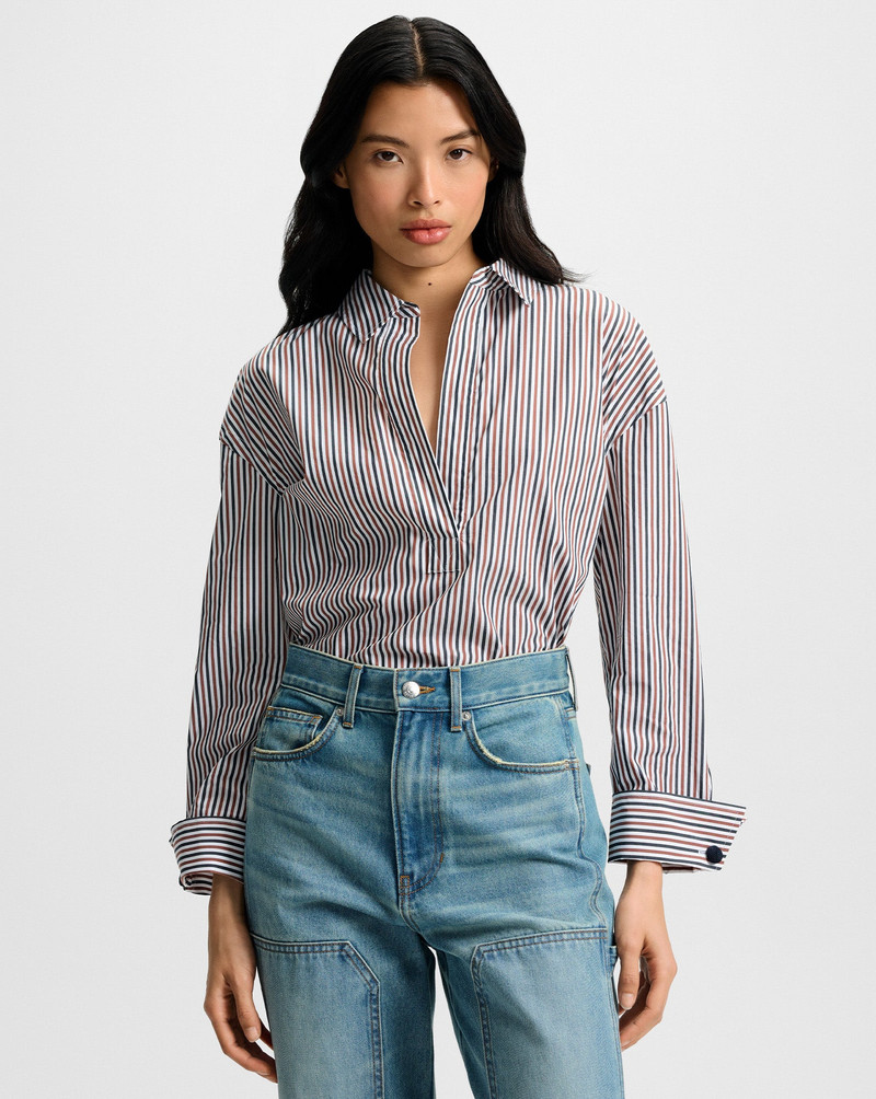 VERONICA BEARD DRAYMOND STRIPED CUFF-SLEEVE SHIRT outlook