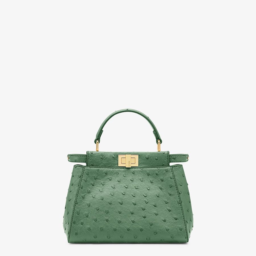 Green ostrich leather bag - 1