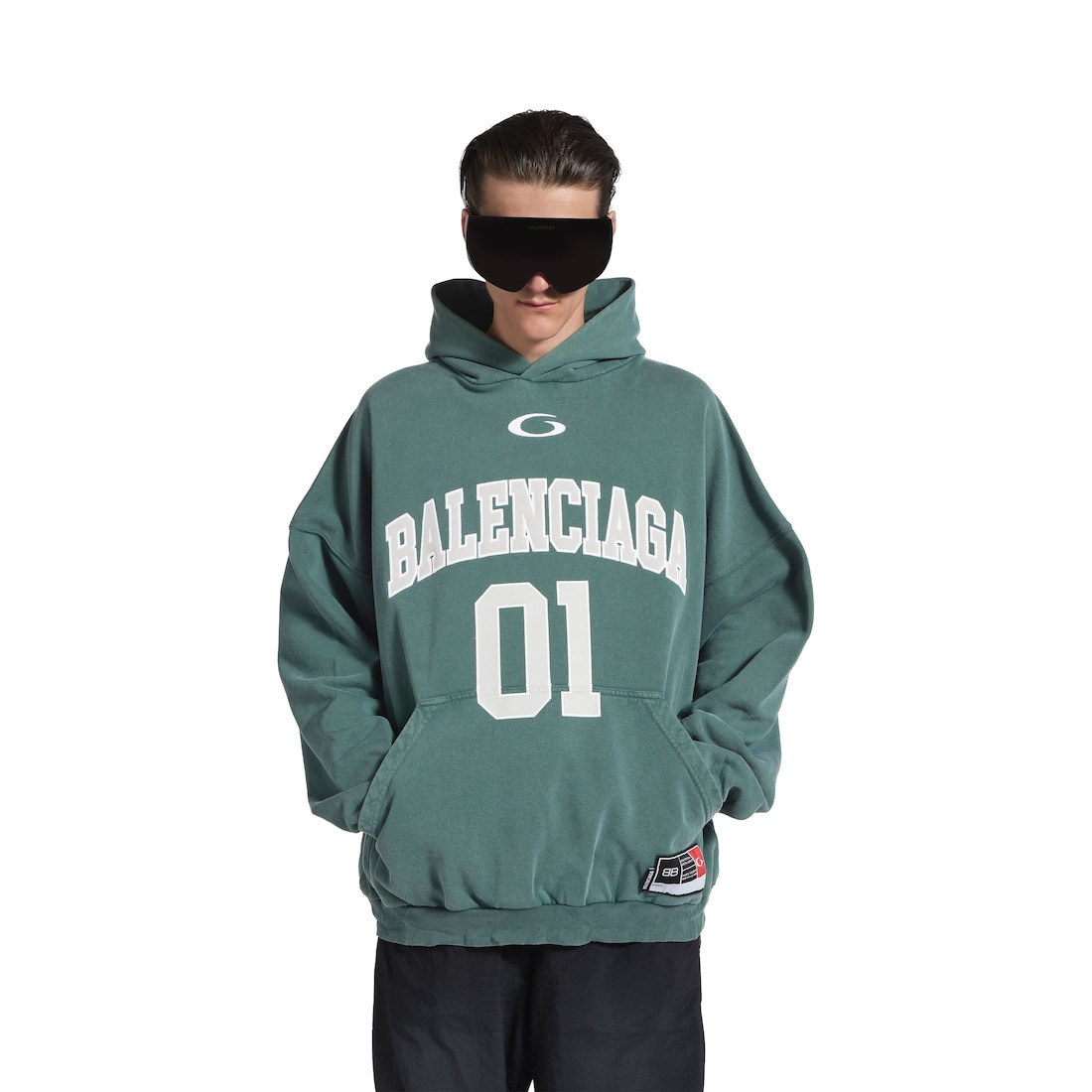 Men's Basketball Hoodie Large Fit in Dark Green/light Green - 5