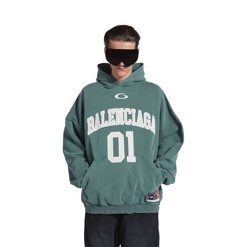Men's Basketball Hoodie Large Fit in Dark Green/light Green 5