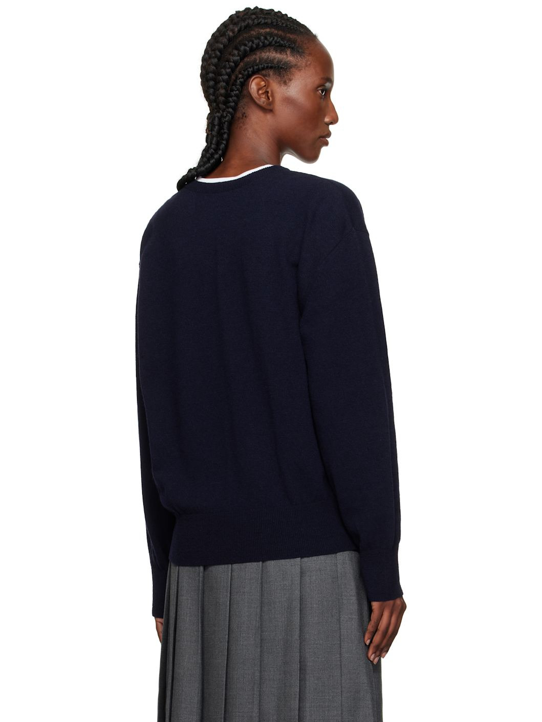 Navy Puno V-Neck Pullover Sweater - 3