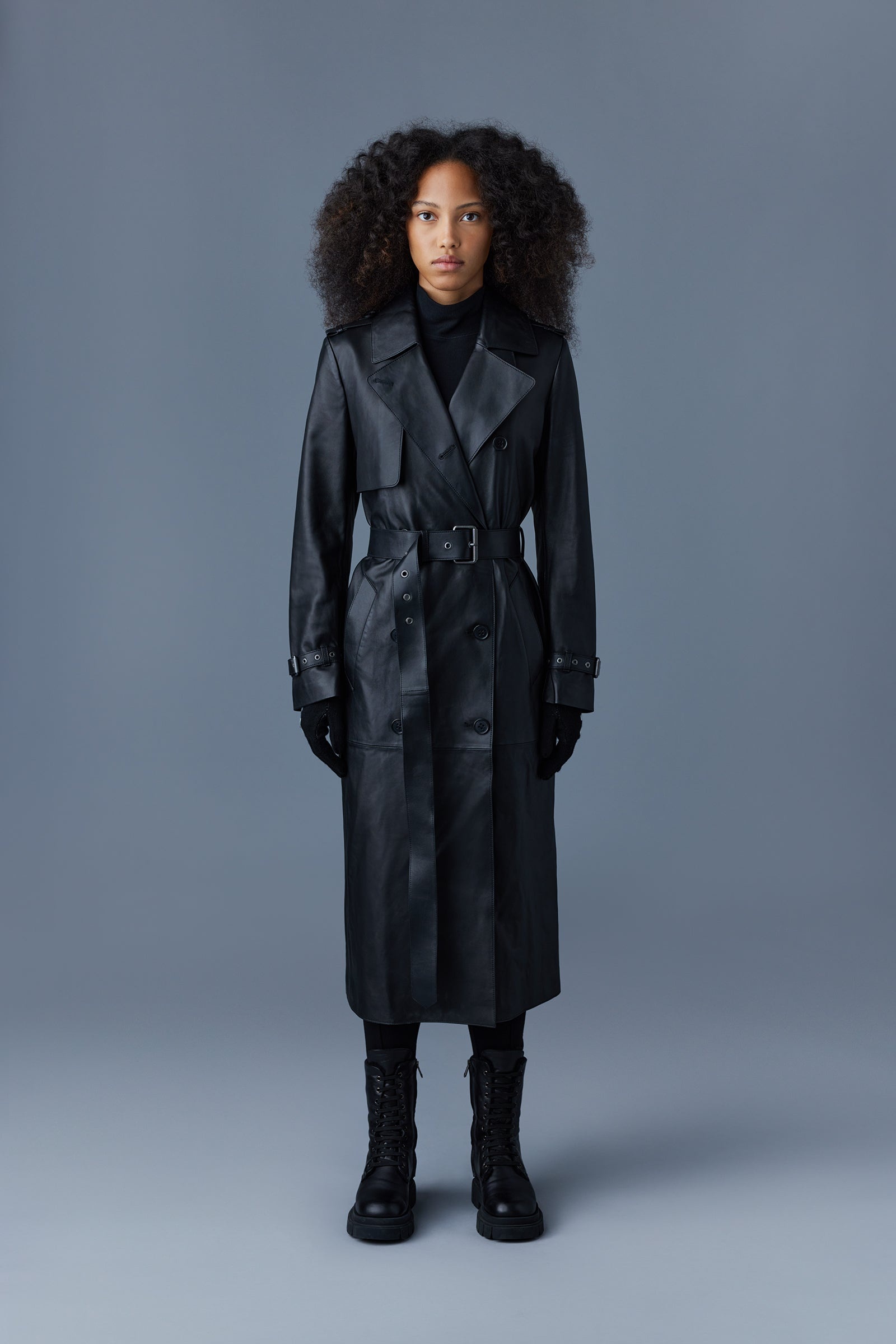 GAEL (R) Leather trench coat with belt - 2
