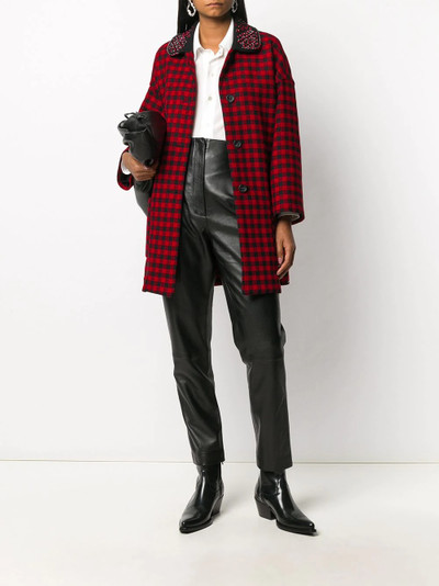 REDValentino embellished collar check print coat outlook