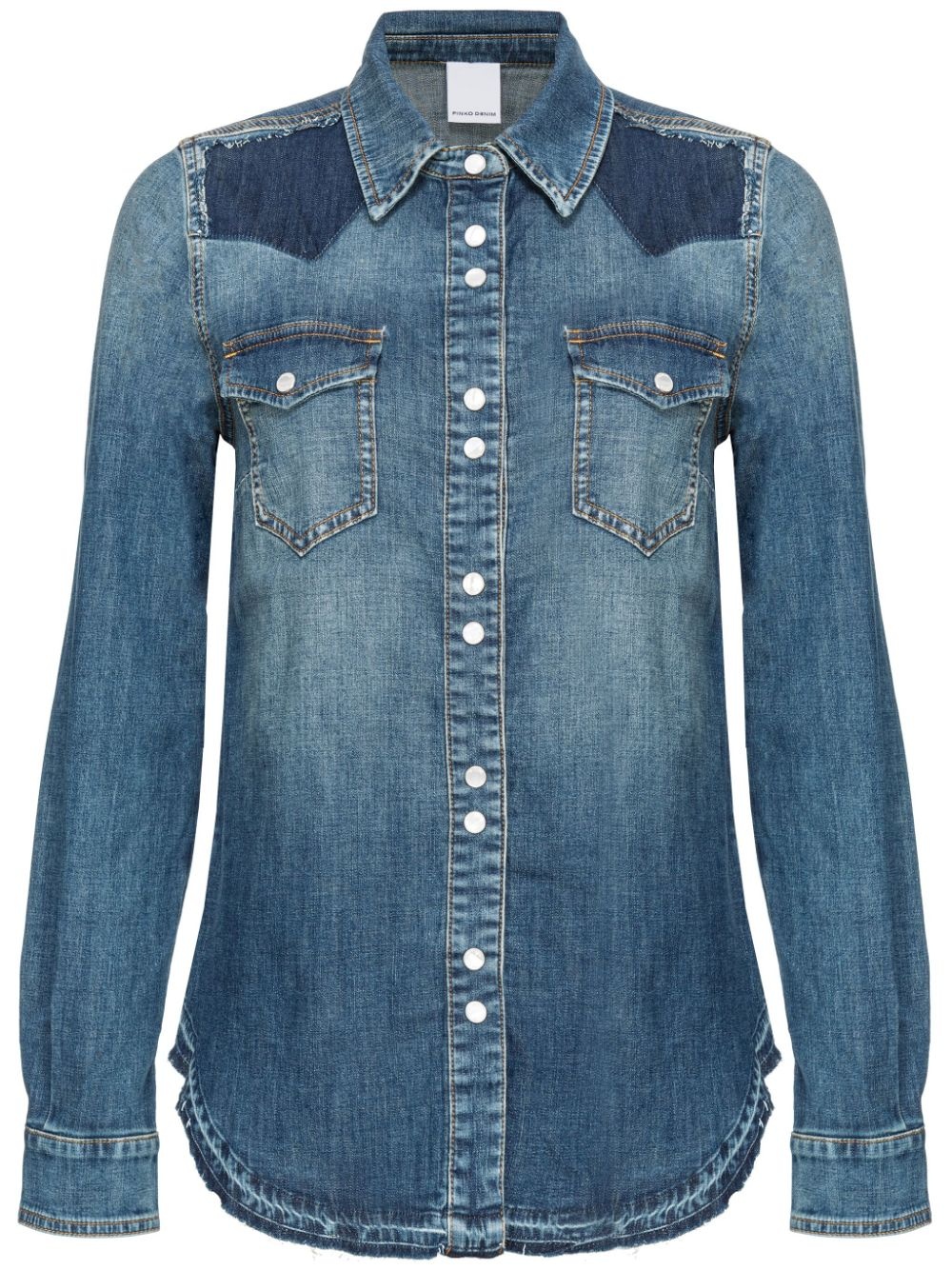 panelled denim shirt - 1