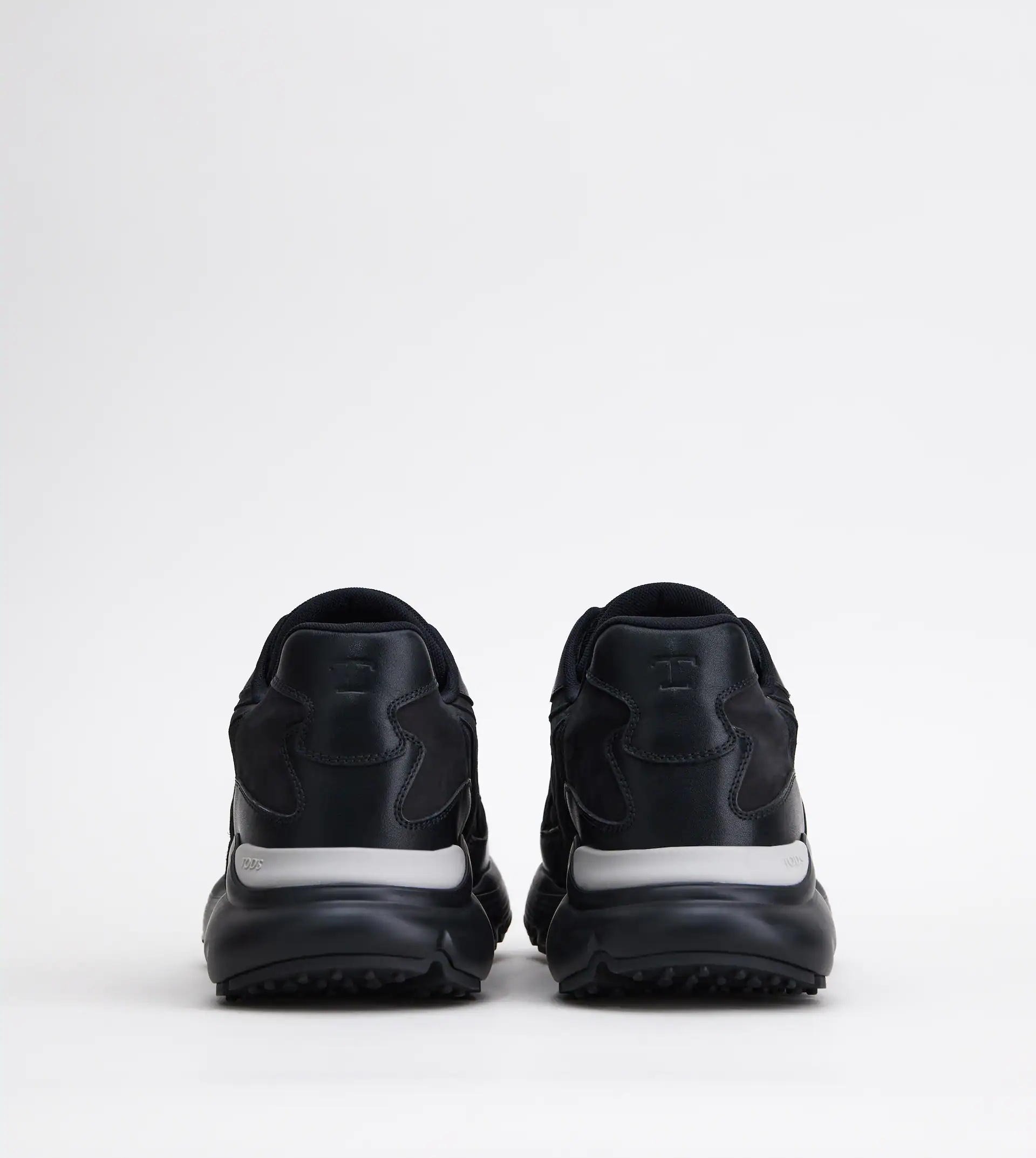 LEATHER AND TECHNICAL FABRIC SNEAKERS - BLACK - 2